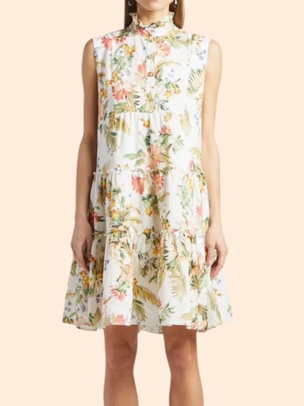 ERDEM London Tiered Ruffle-Neck Floral Dress